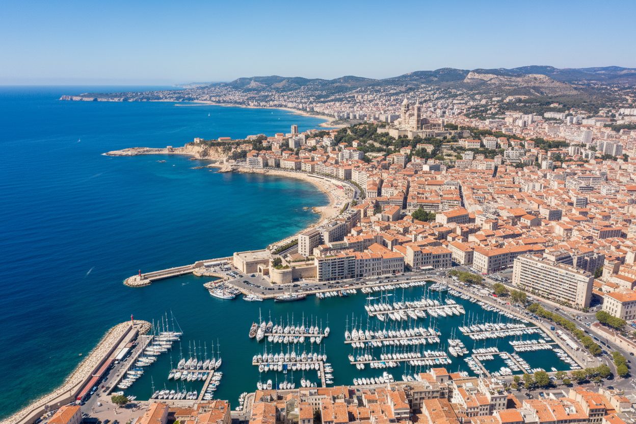 Vue aérienne de Marseille et du Vieux-Port